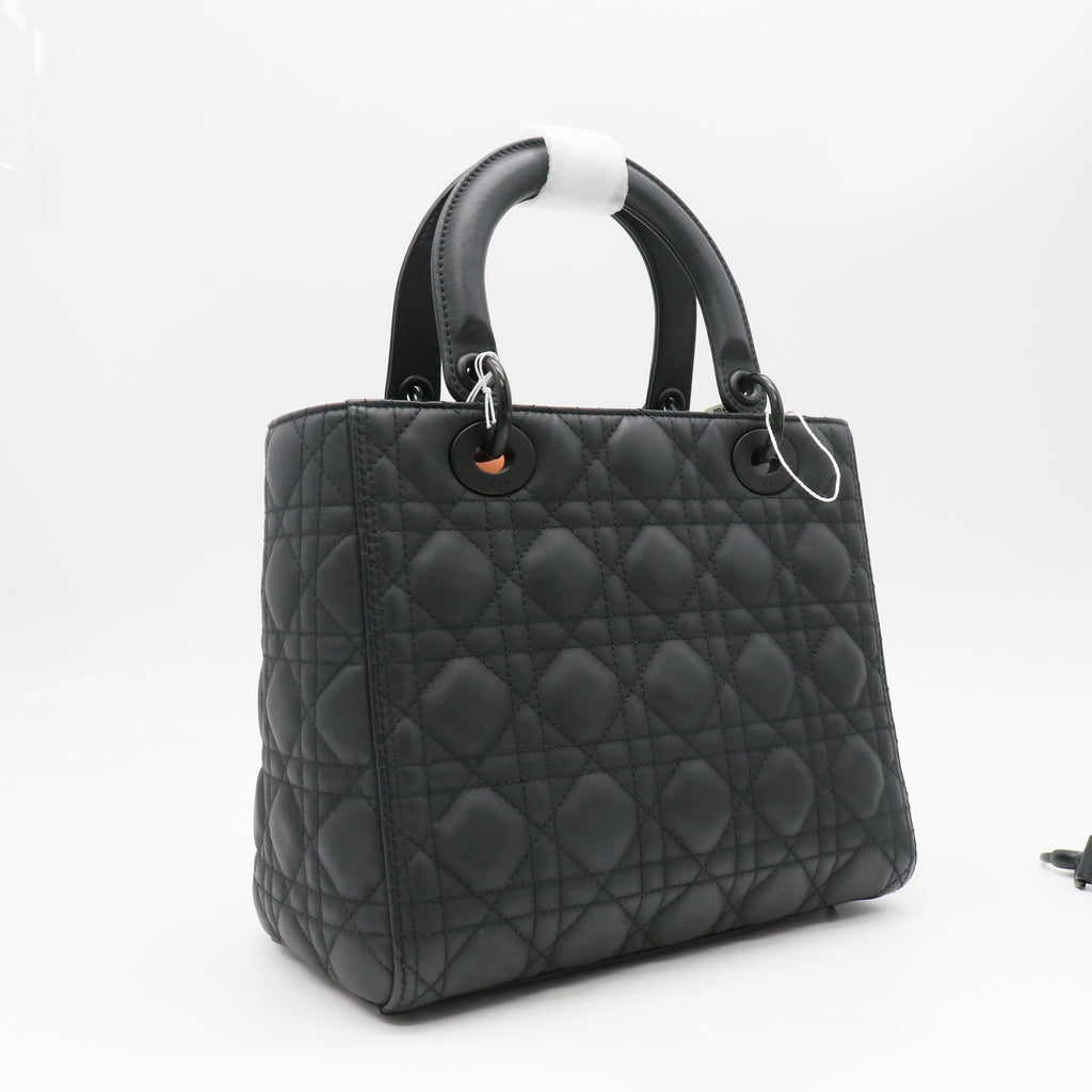 Christian Dior Ultra Matte Calfskin Cannage Lady Dior Black twins LDZ583