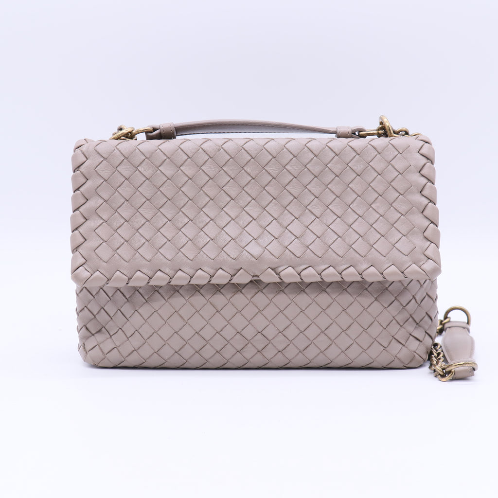 Bottega Veneta Intrecciato Beige Woven Nappa Leather Olimpia Bag twins B21634