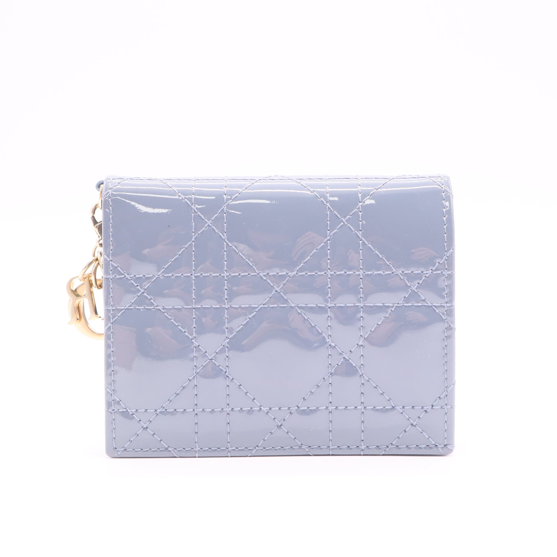 Christian Dior Cannage Pattern Patent Leather Wallet twins