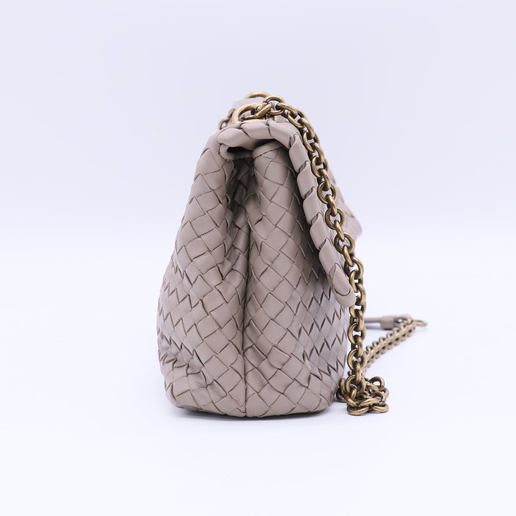 Bottega Veneta Intrecciato Beige Woven Nappa Leather Olimpia Bag twins B21634