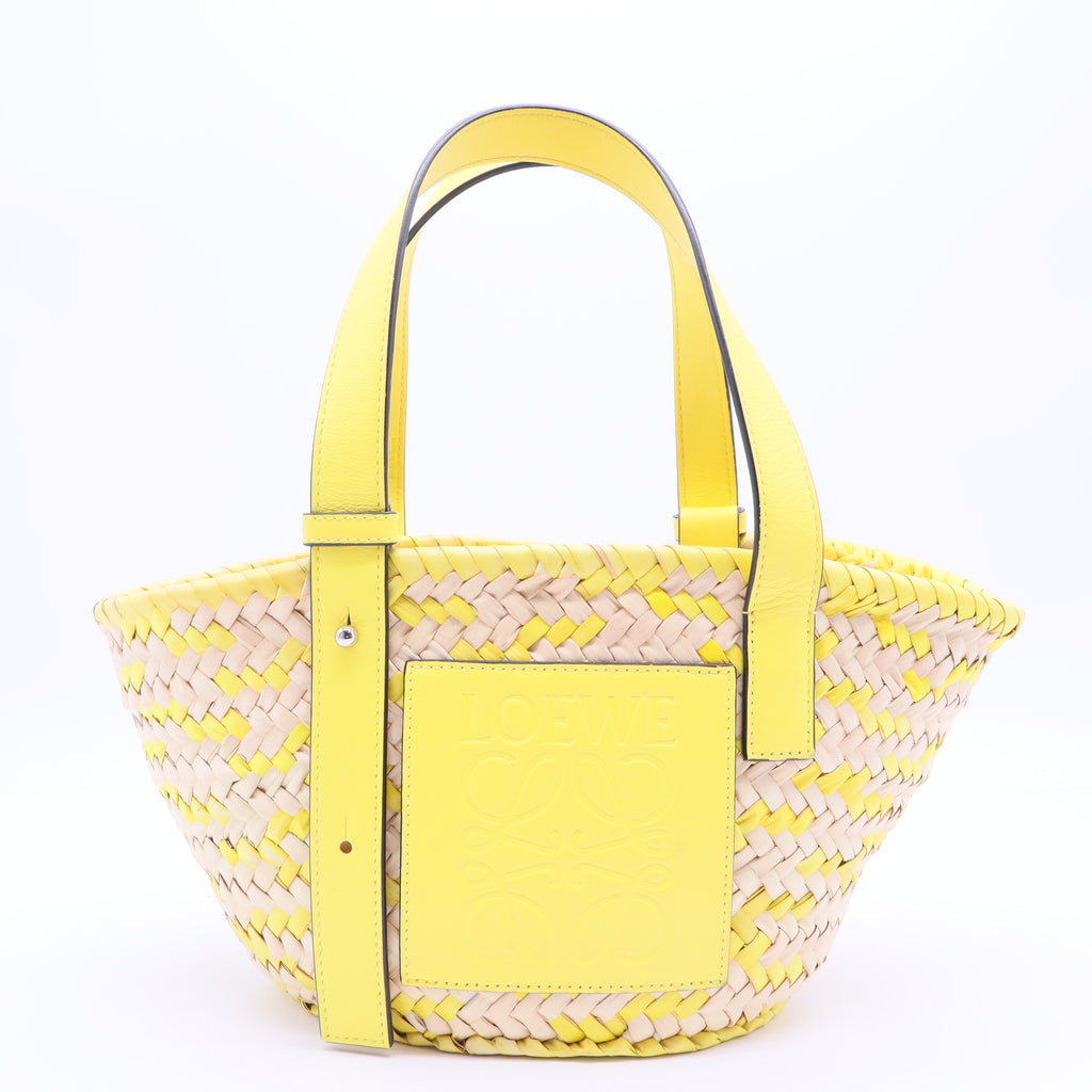 X Paula's Ibiza Small Confetti Basket Tote Bag In Natural Lemon
