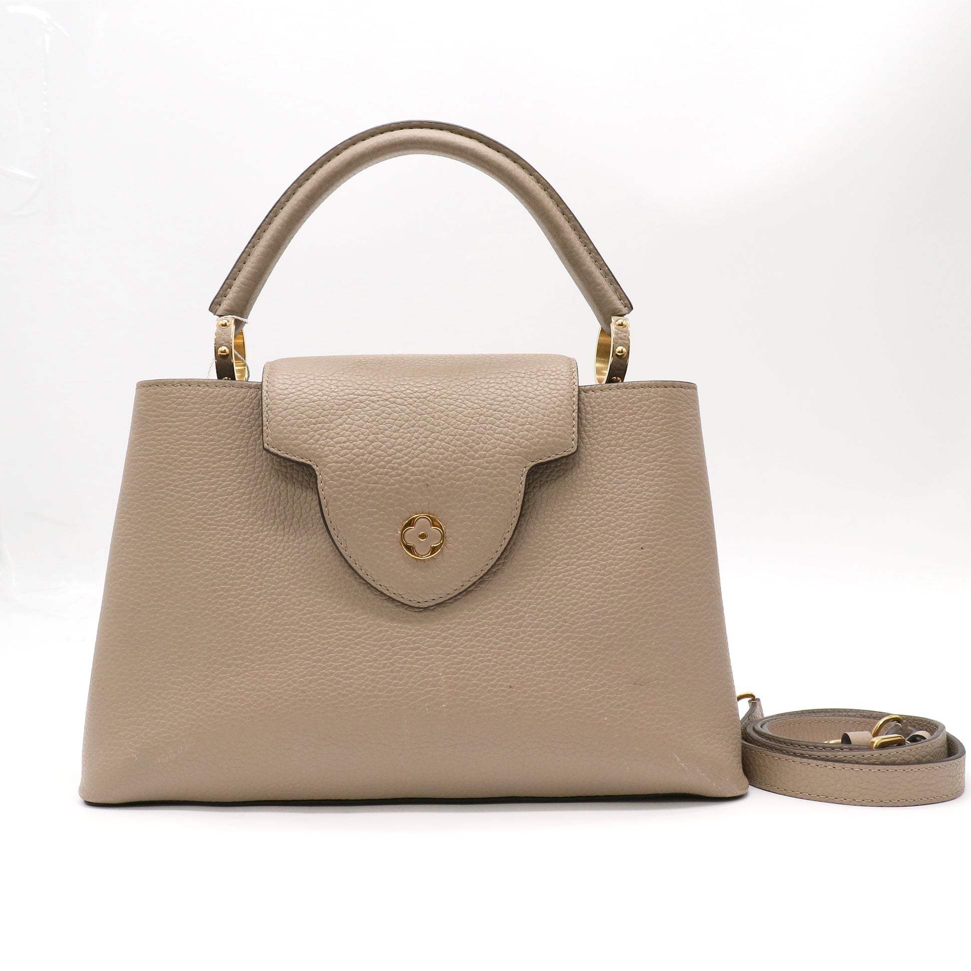 Louis Vuitton Latte Taurillon Leather Capucines PM Bag twins LDZ582