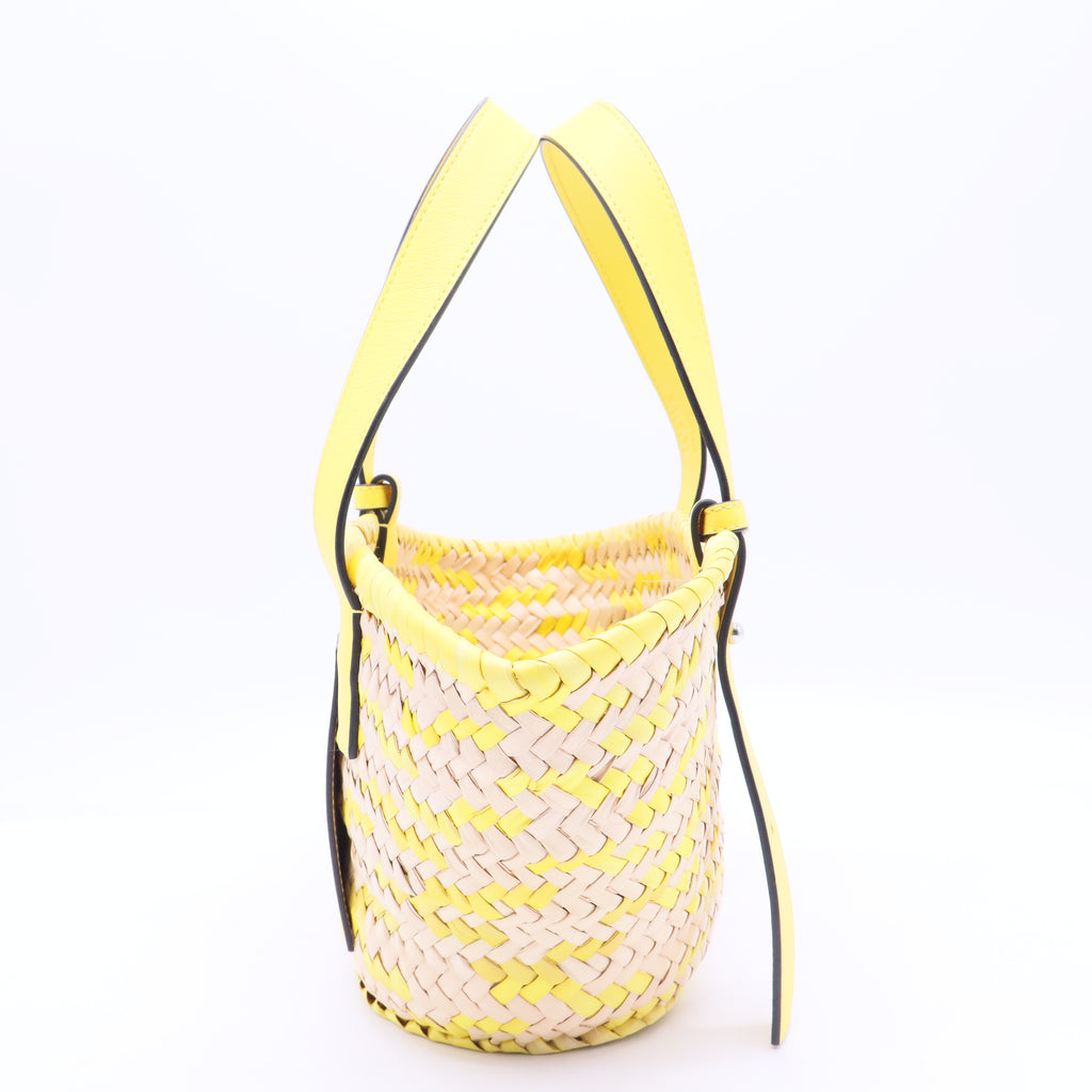 X Paula's Ibiza Small Confetti Basket Tote Bag In Natural Lemon