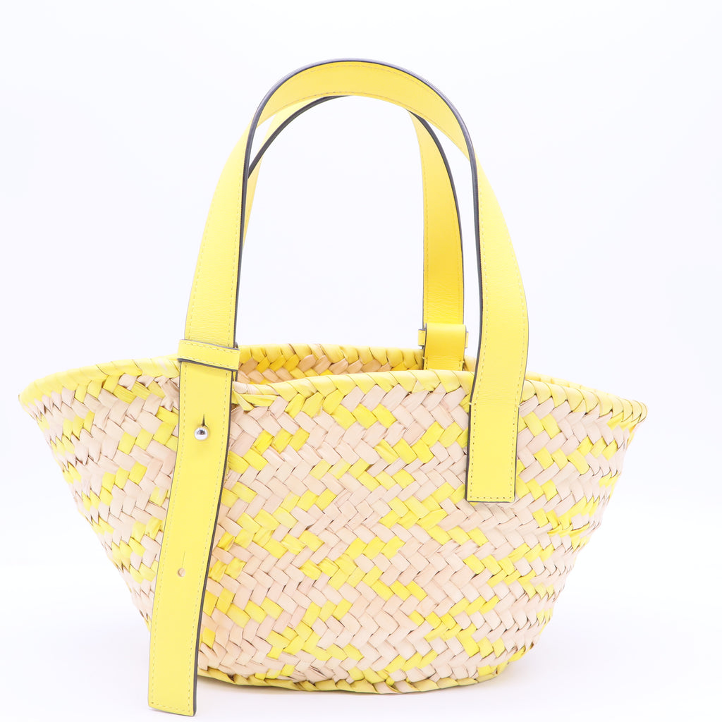 X Paula's Ibiza Small Confetti Basket Tote Bag In Natural Lemon