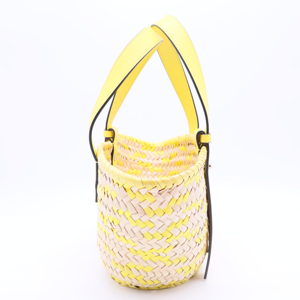 X Paula's Ibiza Small Confetti Basket Tote Bag In Natural Lemon