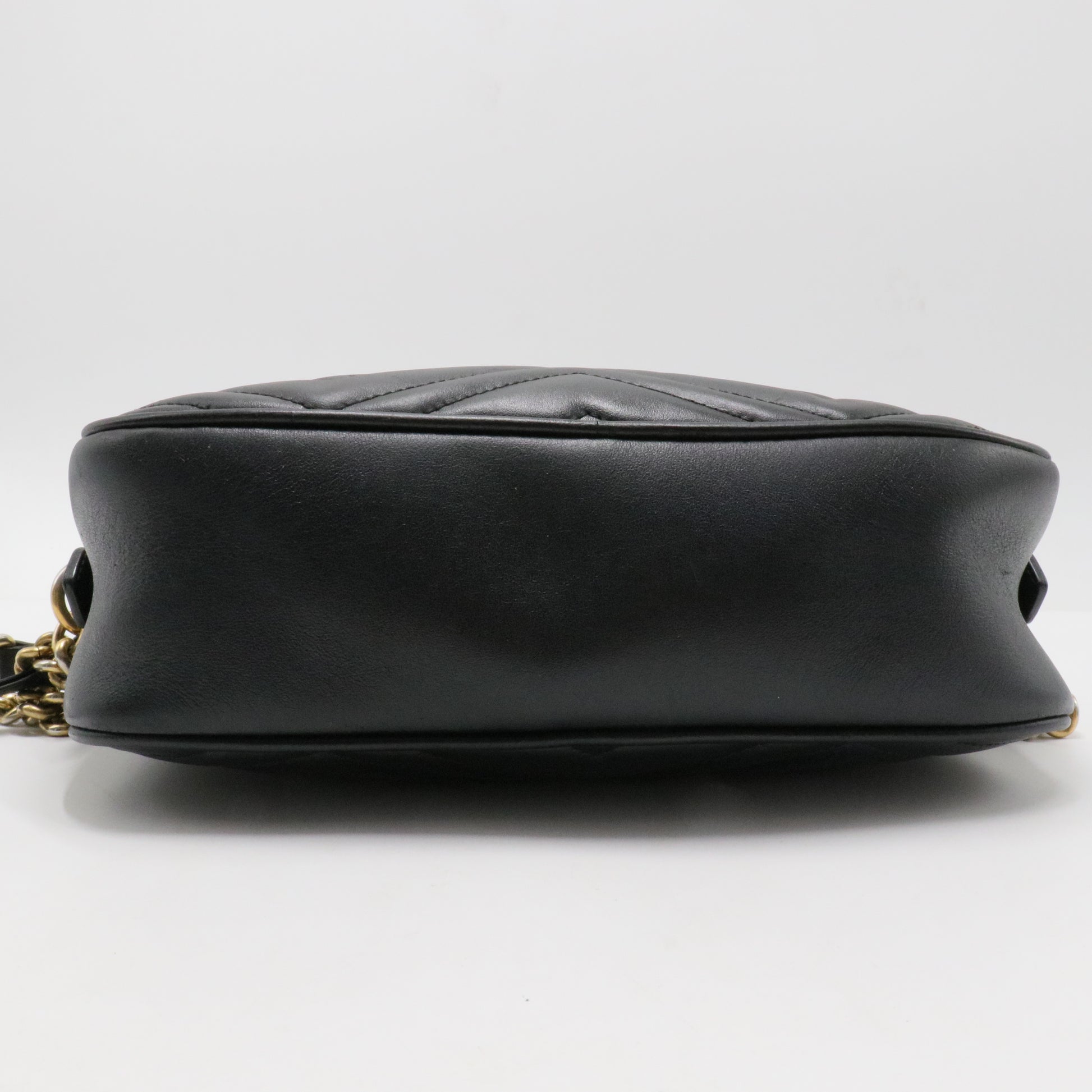 Calfskin Matelasse Small GG Marmont Chain Shoulder Bag Black