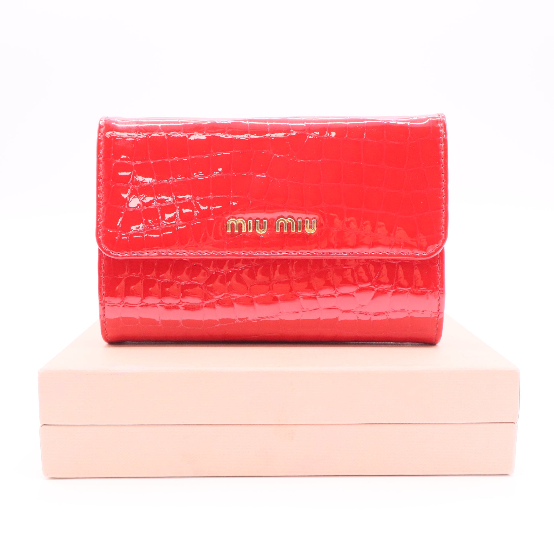 Trifold Flap Wallet Quilted Patent Compact Twins