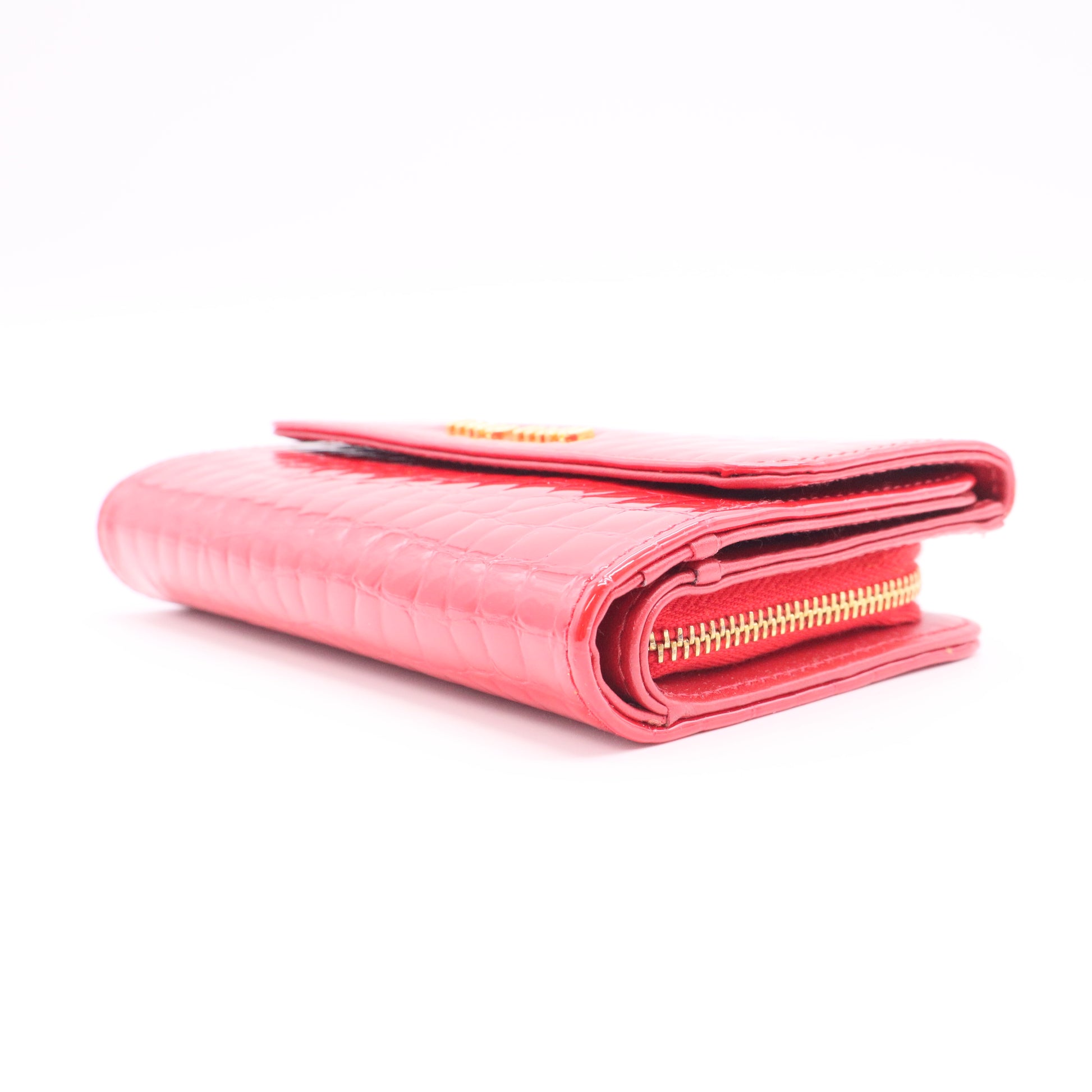 Trifold Flap Wallet Quilted Patent Compact Twins