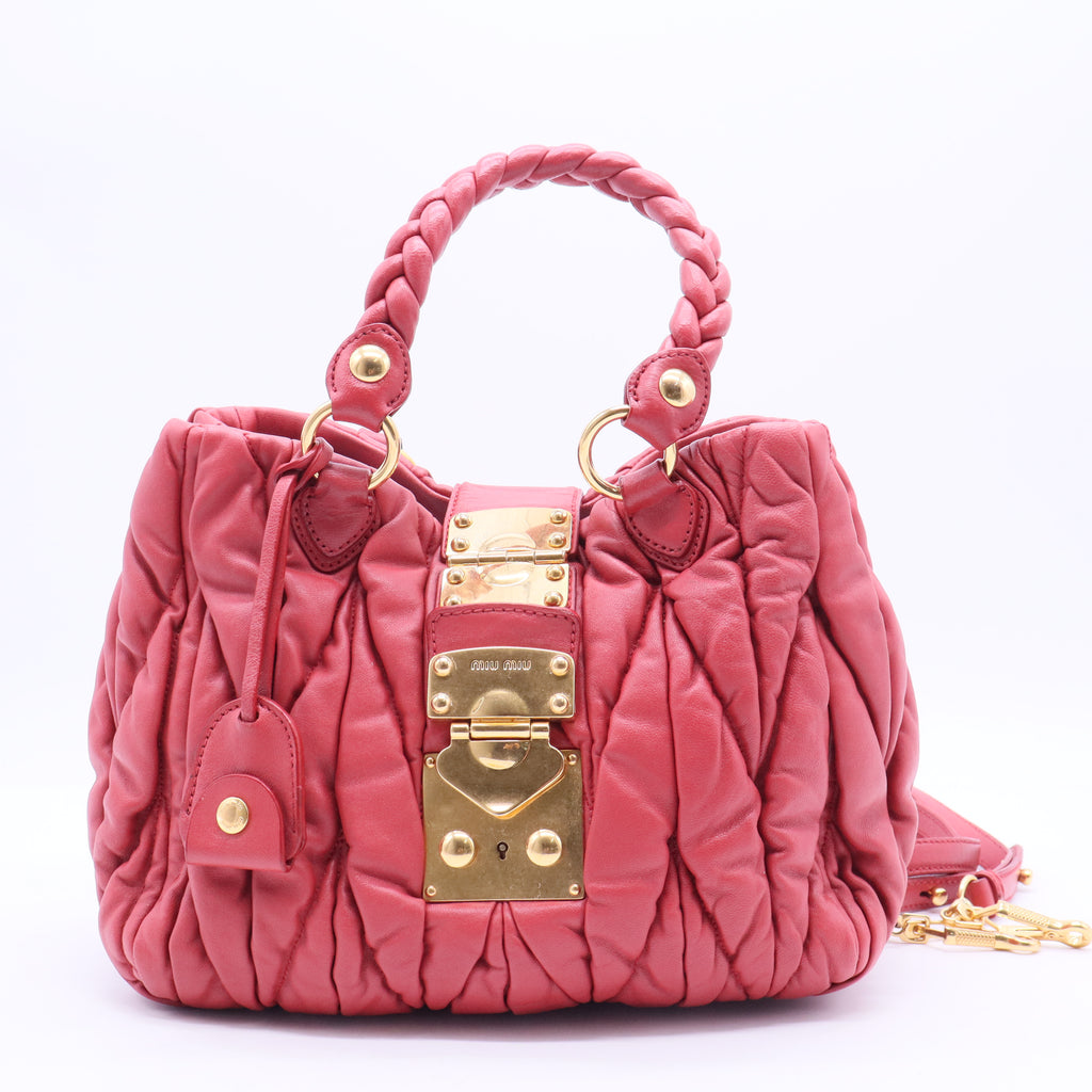 Matelasse Hand Bag Leather 2way