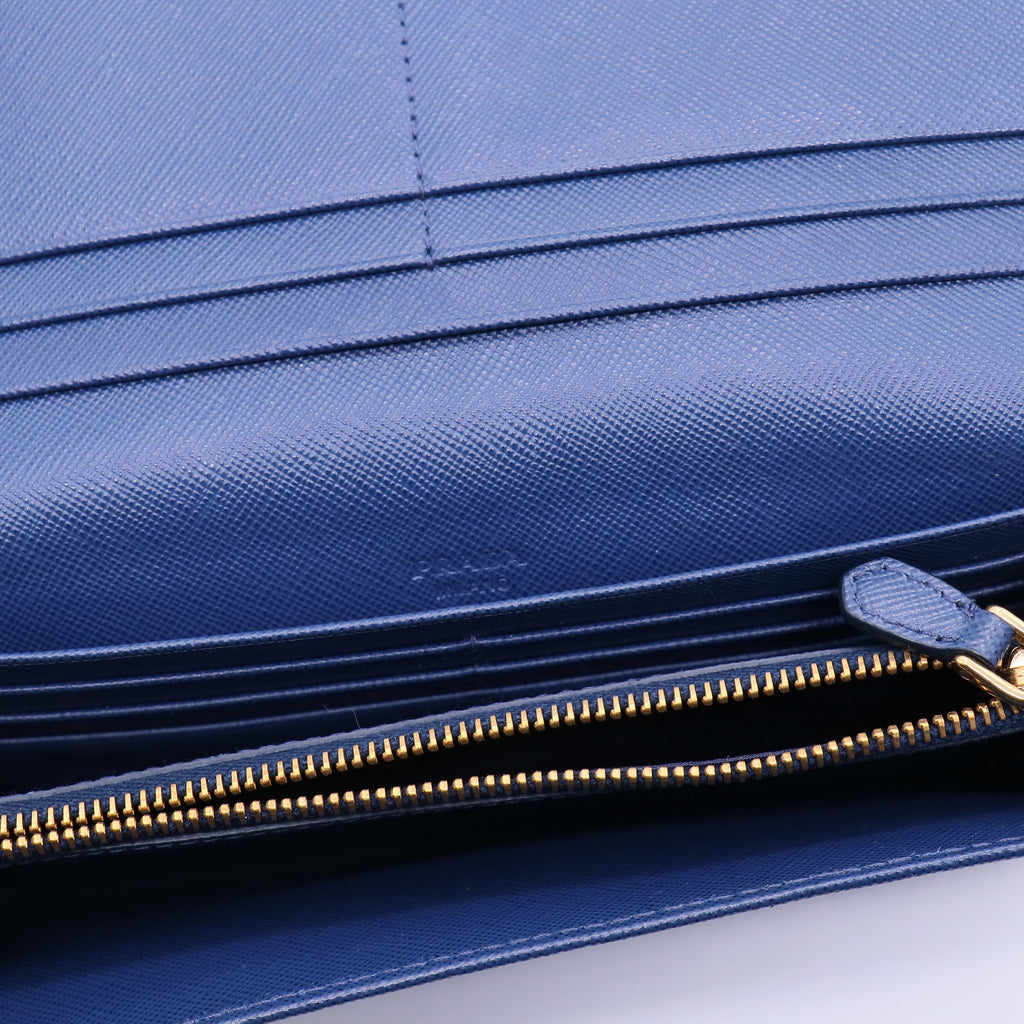 Prada Saffiano Fiocco Bow Continental Wallet Astrale twins W20907
