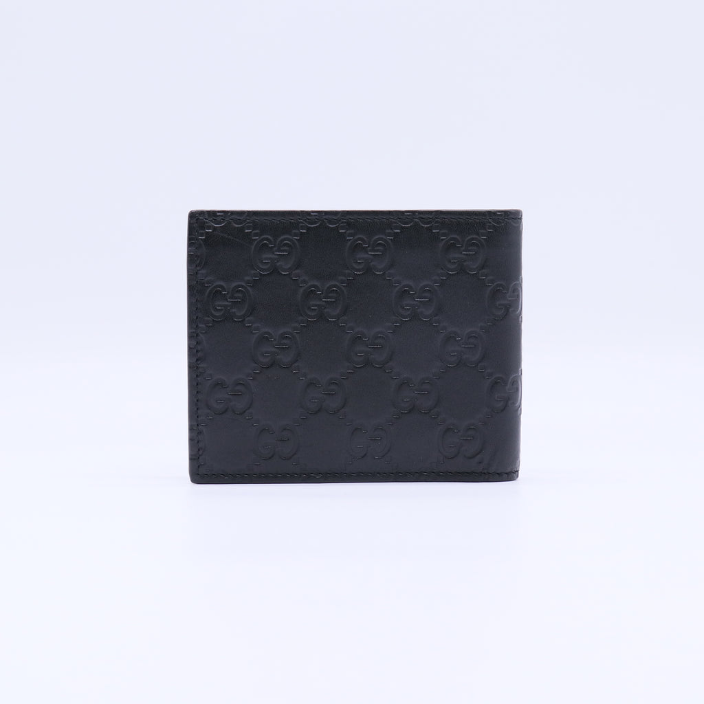 Gucci Signature Leather Bi-Fold Wallet with Metal GG W21815