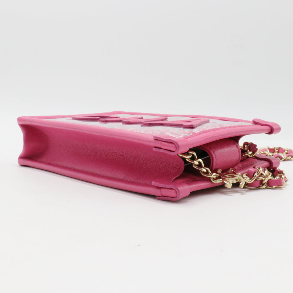 Tweed PVC Lambskin Key Pouch Pink