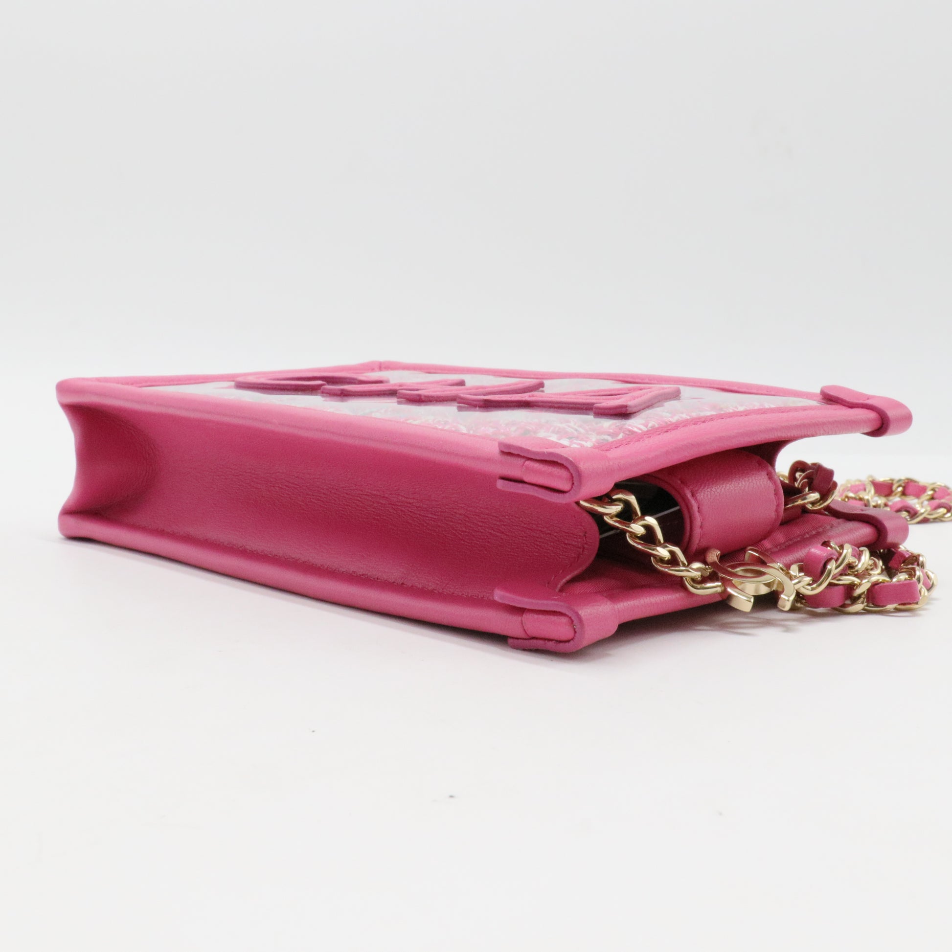 Tweed PVC Lambskin Key Pouch Pink