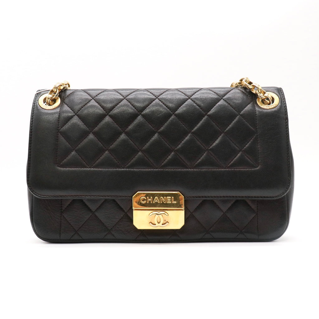 Chanel Lambskin Quilted Large Chic With Me Flap Black twins LDZ589
