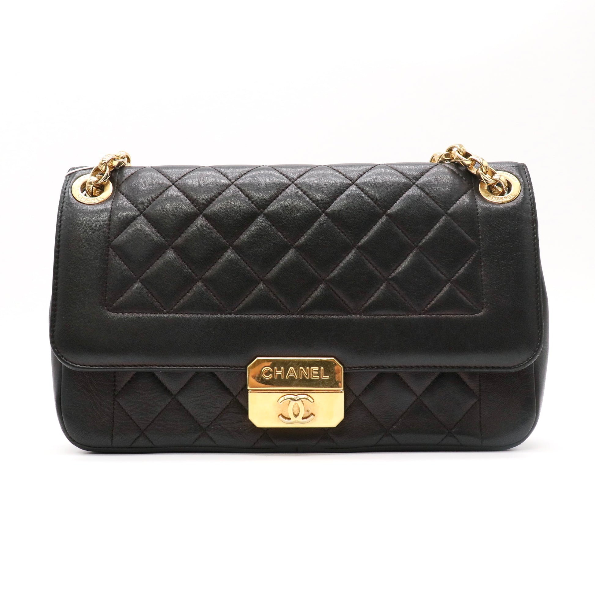 Chanel Lambskin Quilted Large Chic With Me Flap Black twins LDZ589