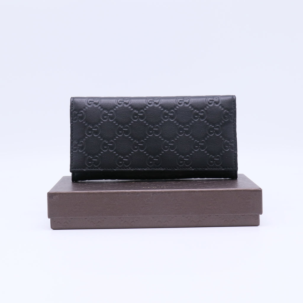 Gucci Guccissima Leather Long Wallet Black W21808