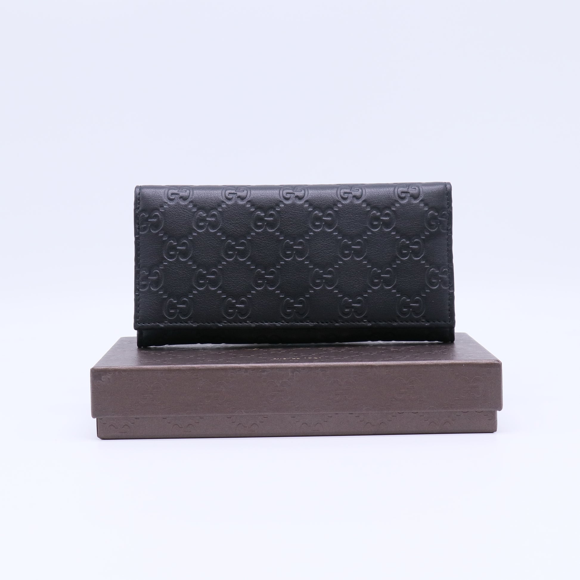 Gucci Guccissima Leather Long Wallet Black W21808