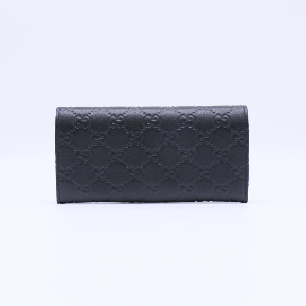 Gucci Guccissima Leather Long Wallet Black W21808