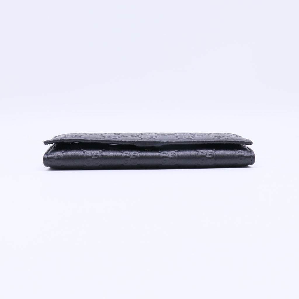 Gucci Guccissima Leather Long Wallet Black W21808