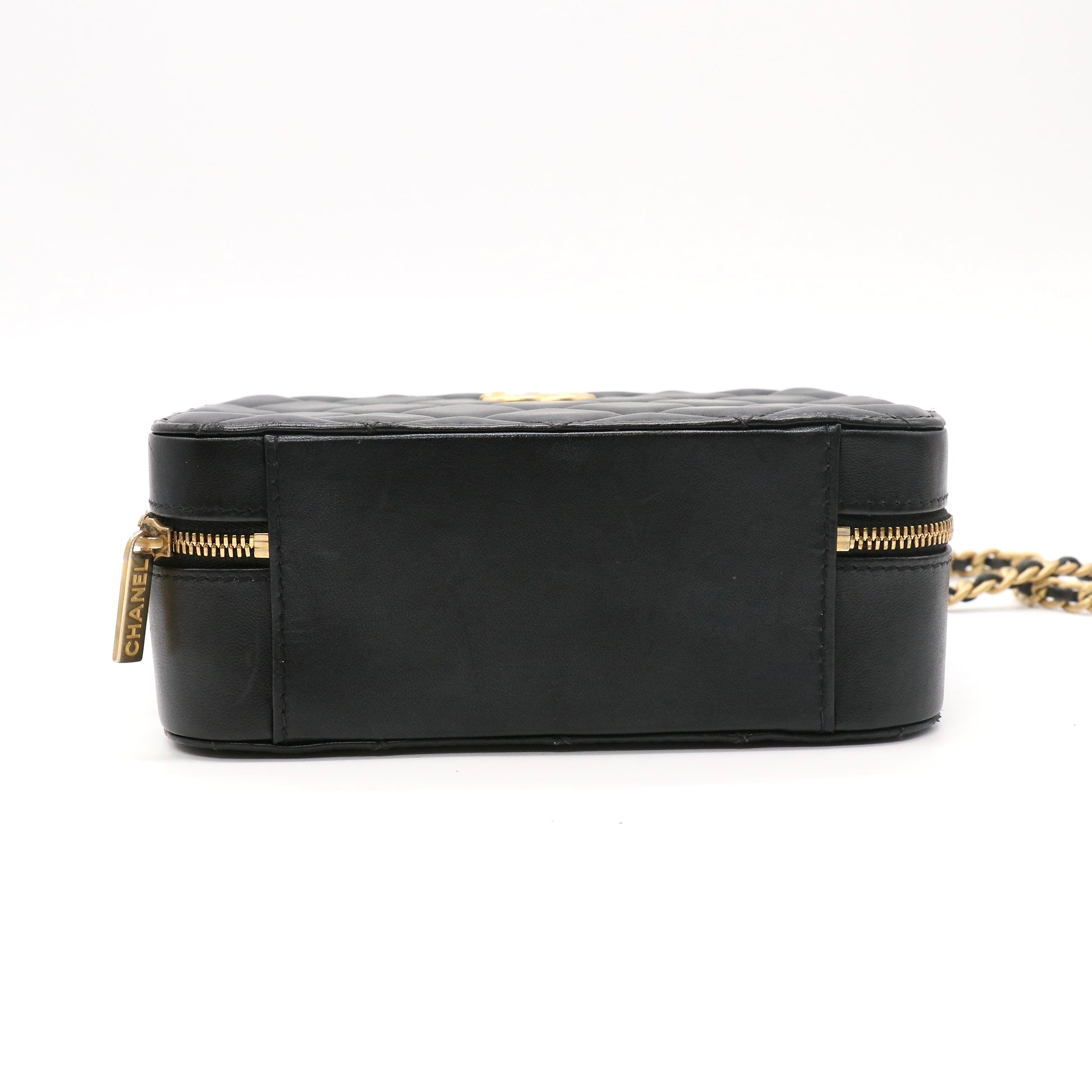 Chanel Lambskin Quilted Top Handle Vanity Case Black twins LDZ586