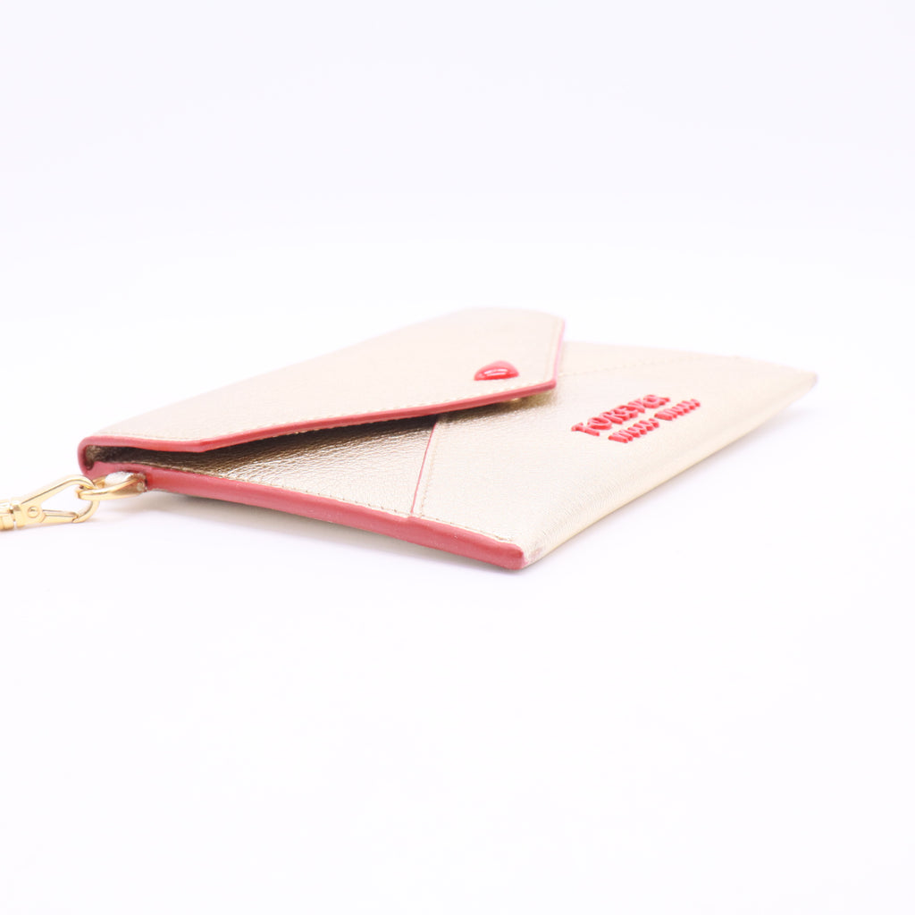 Miu Miu  Gold Metallic Leather Long Wallet Red Golden