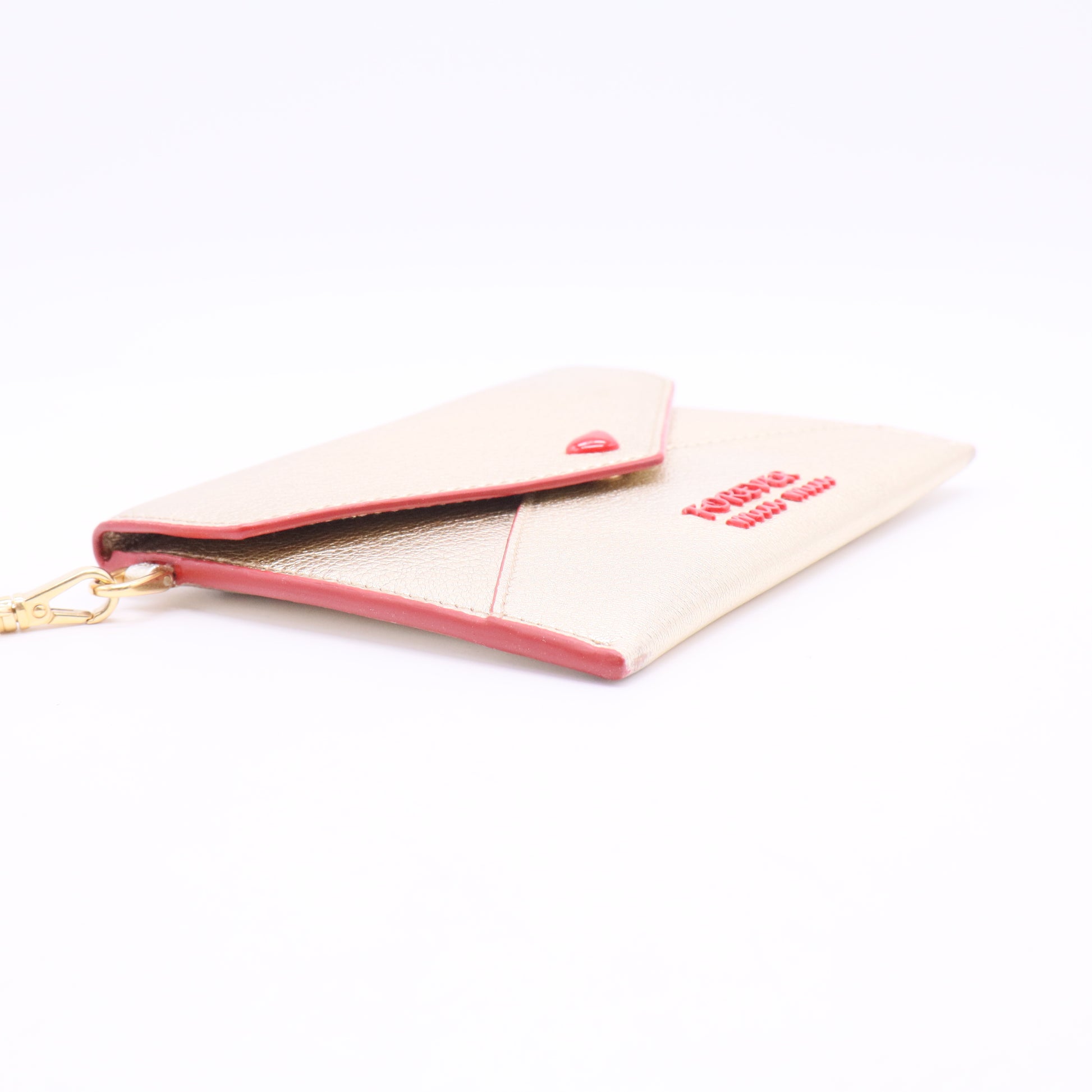 Miu Miu  Gold Metallic Leather Long Wallet Red Golden