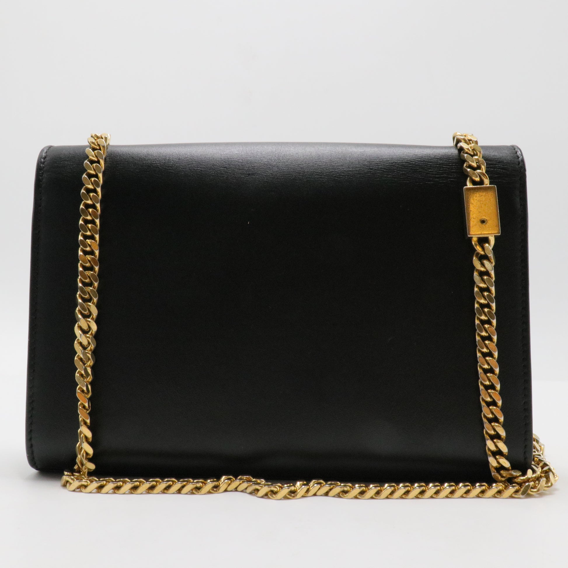 Smooth Calfskin Classic Monogram Kate Tassel Chain Wallet Black