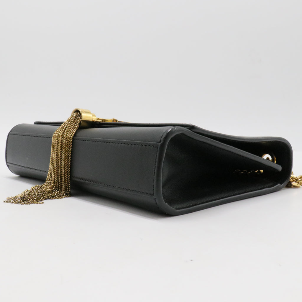 Smooth Calfskin Classic Monogram Kate Tassel Chain Wallet Black