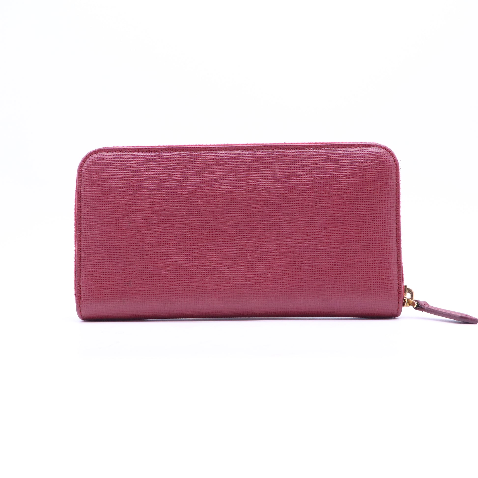 Fendi Red Leather Elite Zip Around Wallet W20783