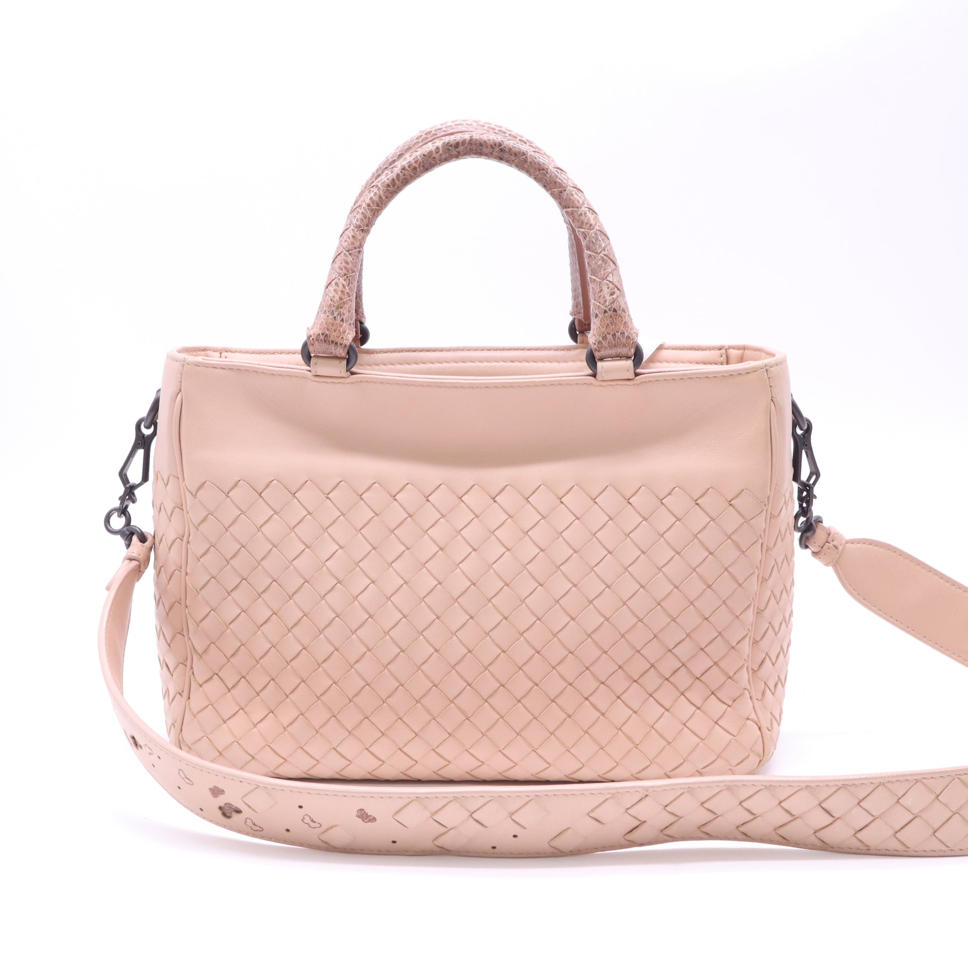 Bottega Veneta Intrecciato Lambskin Python 2WAY Handbag twins B23692