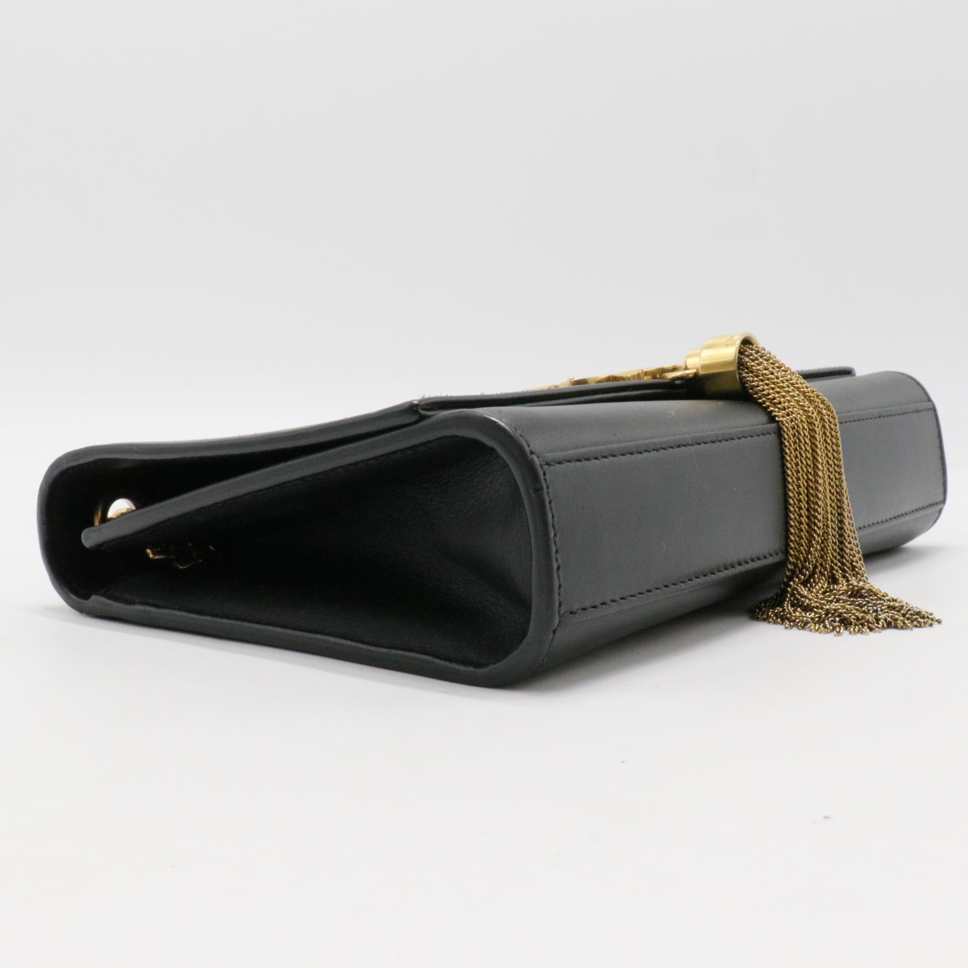 Smooth Calfskin Classic Monogram Kate Tassel Chain Wallet Black