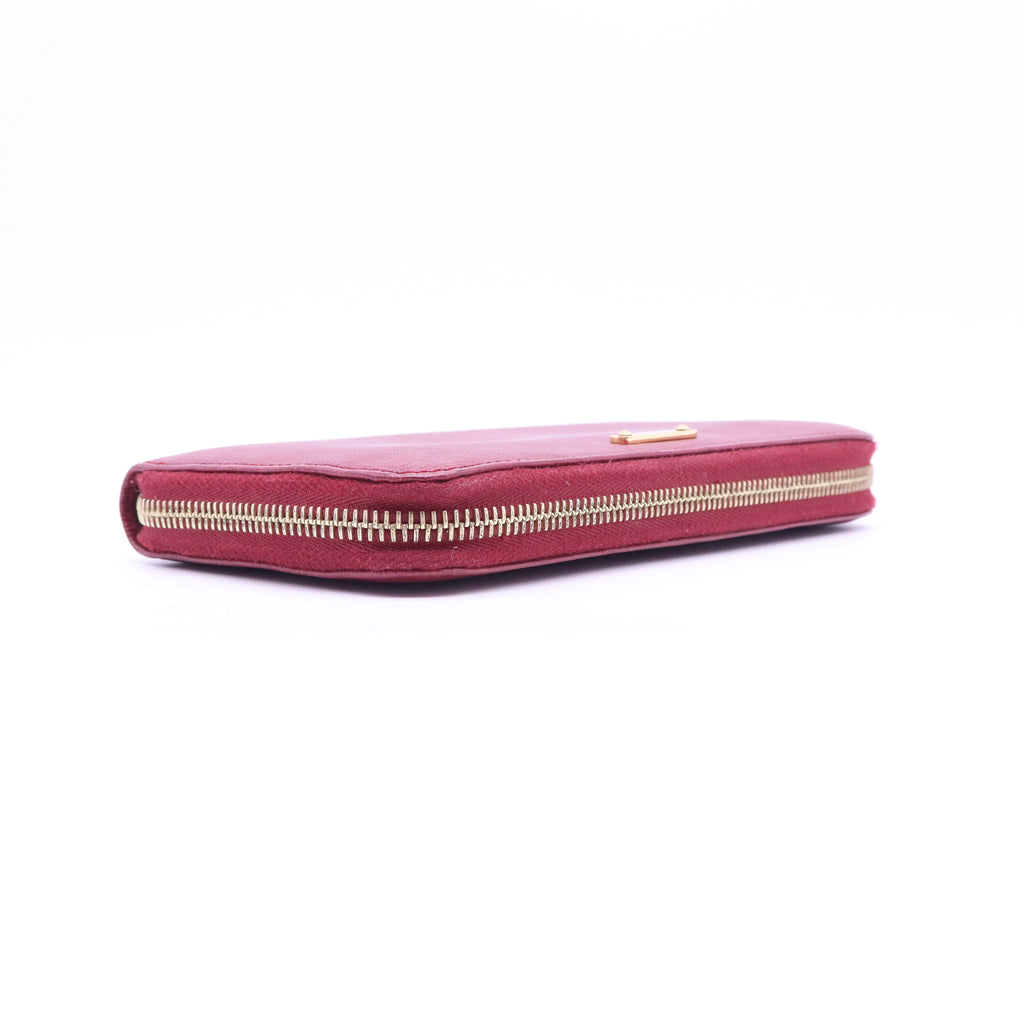 Fendi Red Leather Elite Zip Around Wallet W20783