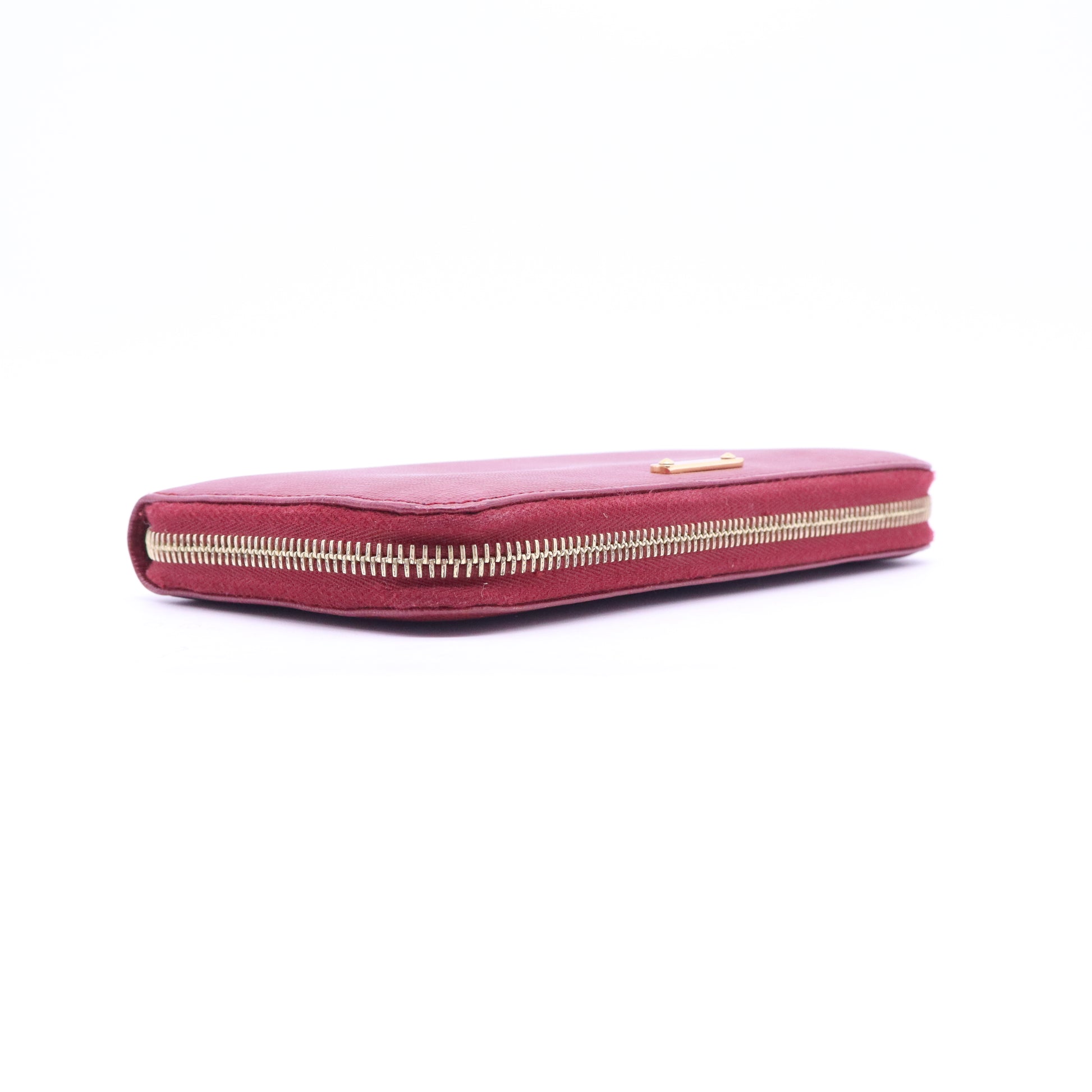 Fendi Red Leather Elite Zip Around Wallet W20783