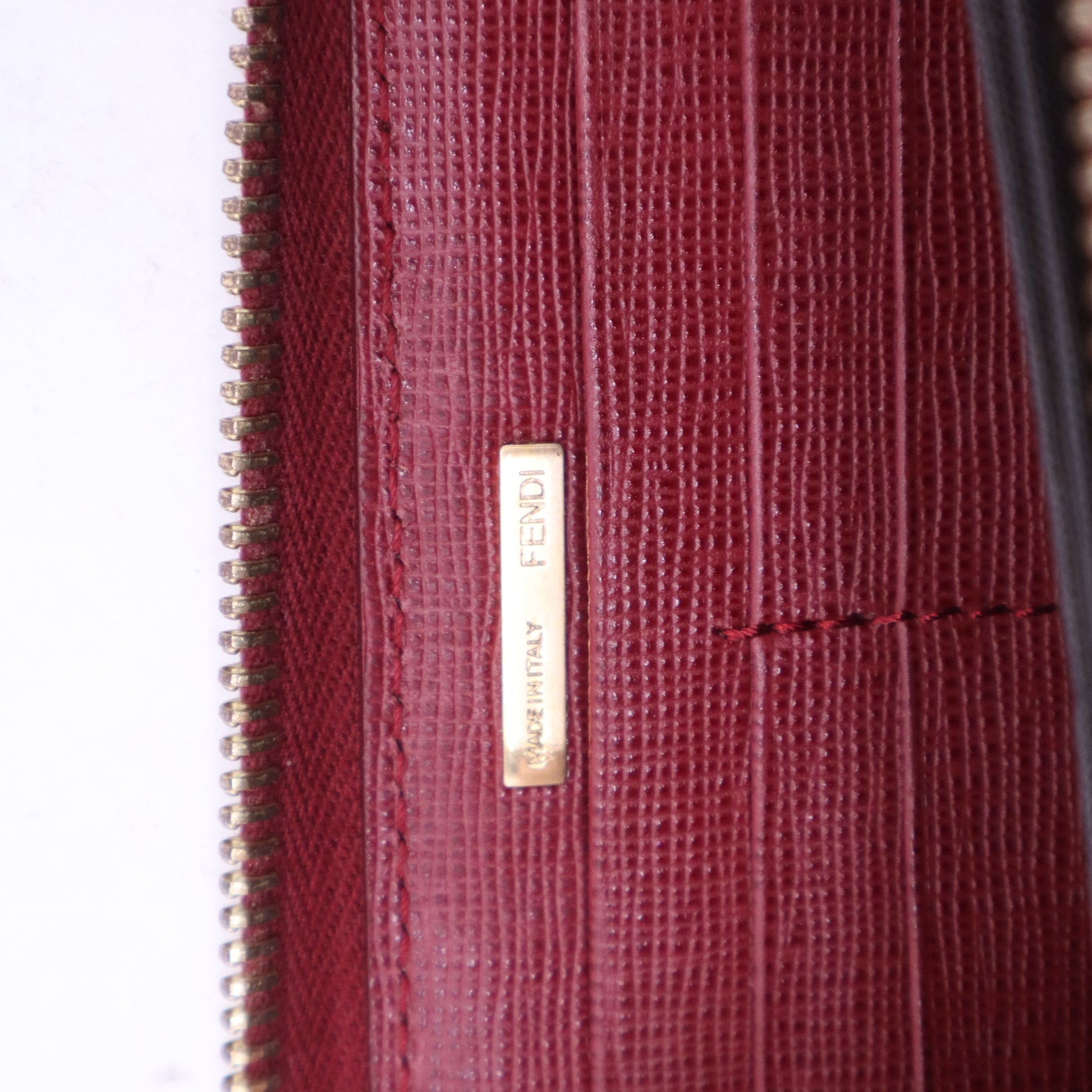Fendi Red Leather Elite Zip Around Wallet W20783