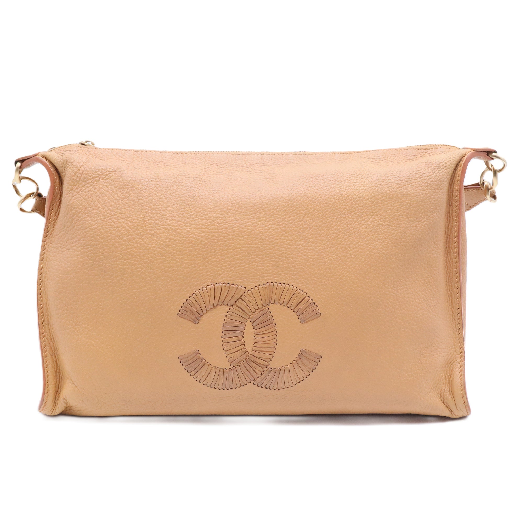 Chanel Tan Logo Shoulder Bag