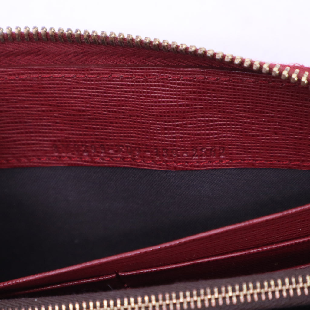Fendi Red Leather Elite Zip Around Wallet W20783