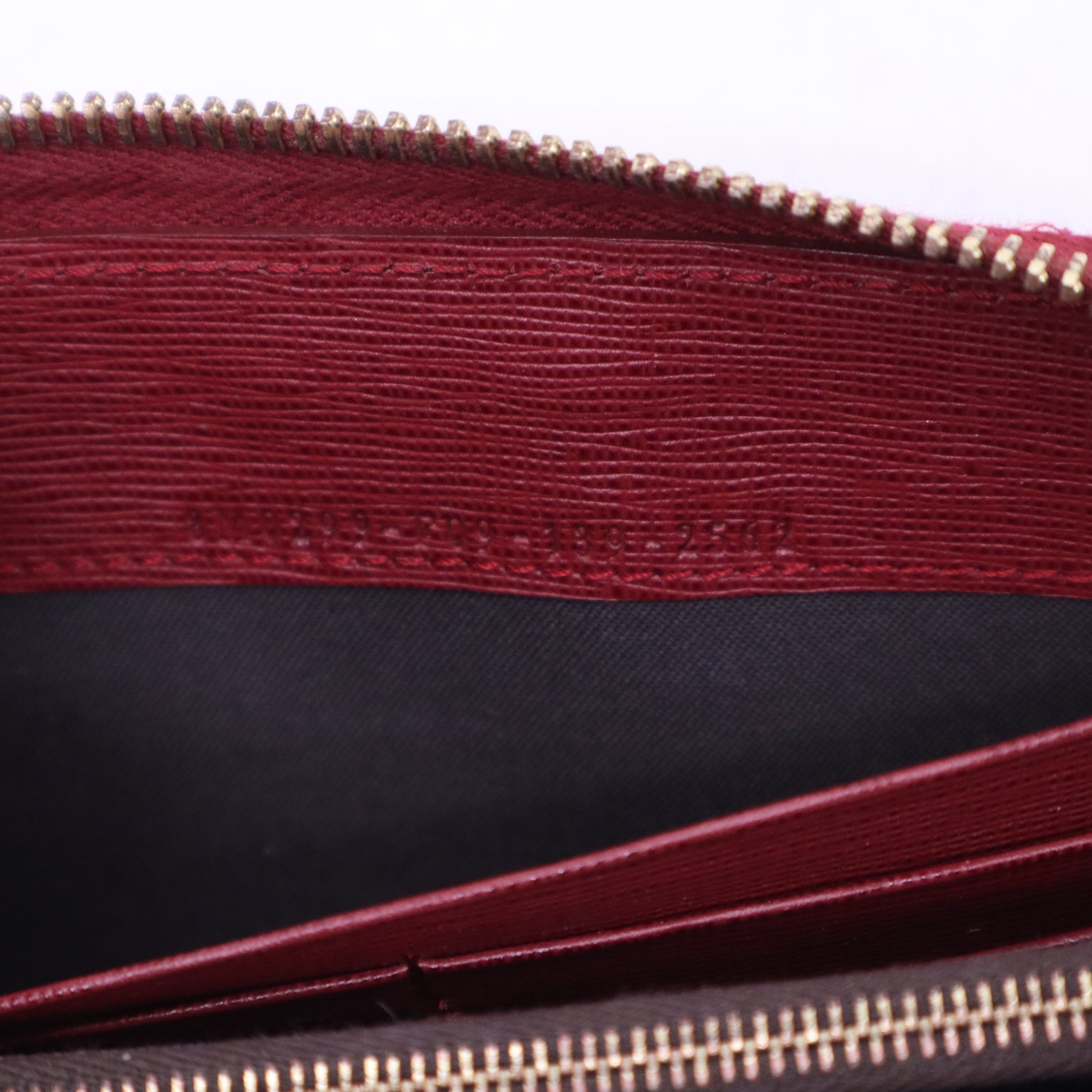 Fendi Red Leather Elite Zip Around Wallet W20783