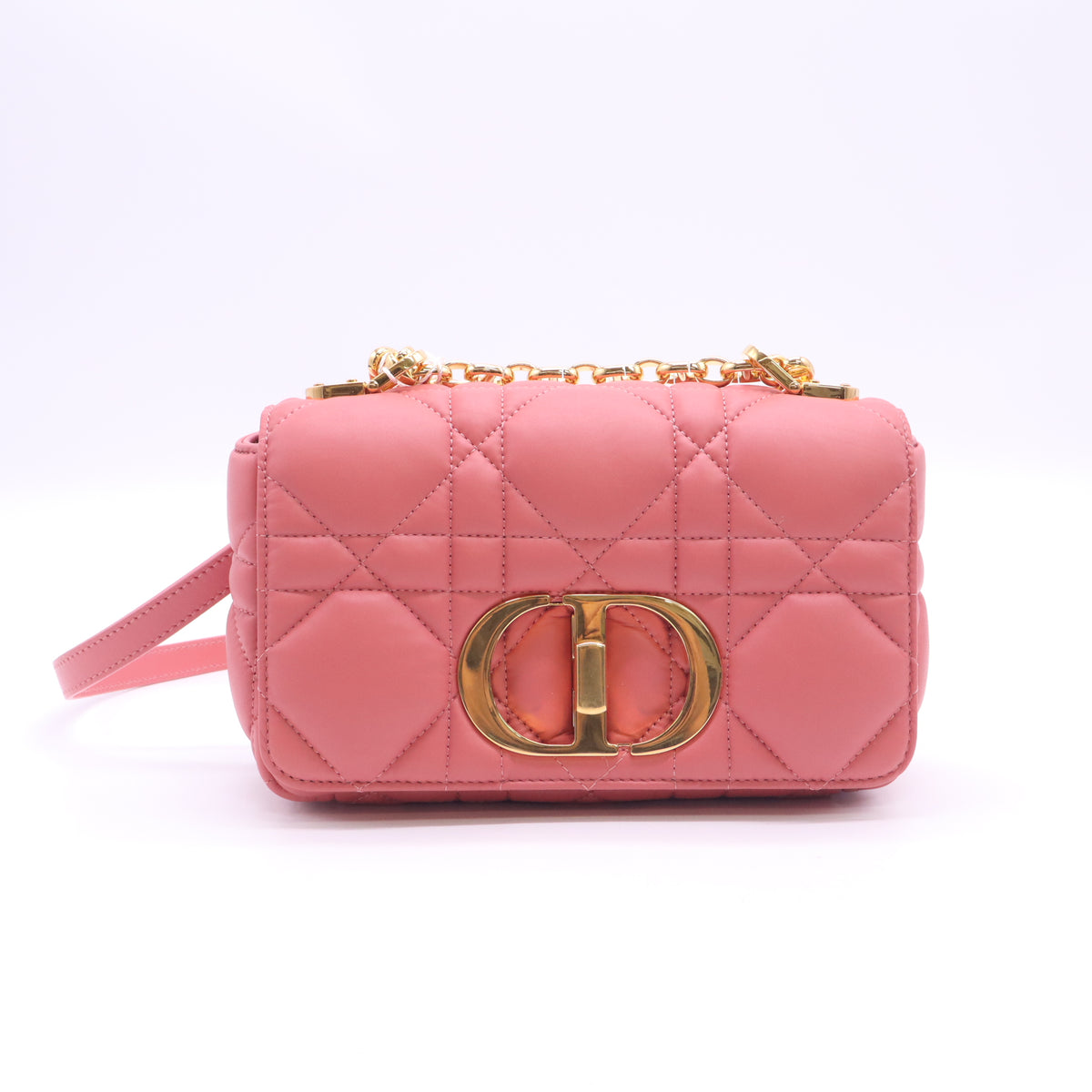Small Dior Caro Bag in Peony Pink Macrocannage Lambskin Twins LDZ1210