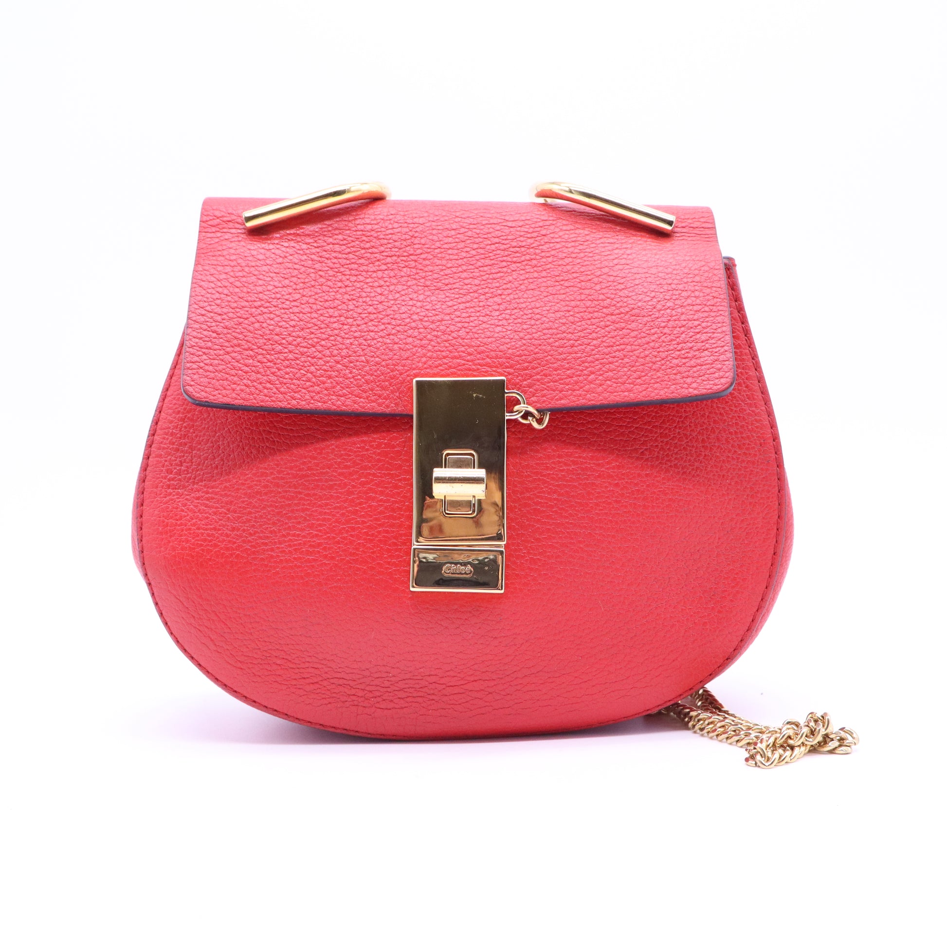 Grained Lambskin Medium Drew Shoulder Bag Plaid Red B20980