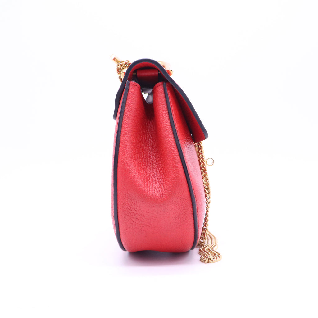 Grained Lambskin Medium Drew Shoulder Bag Plaid Red B20980