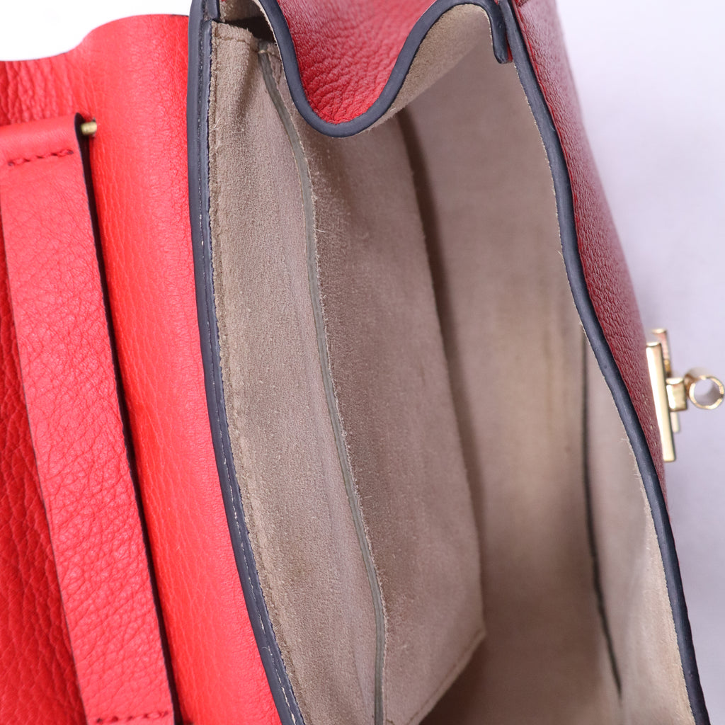 Grained Lambskin Medium Drew Shoulder Bag Plaid Red B20980