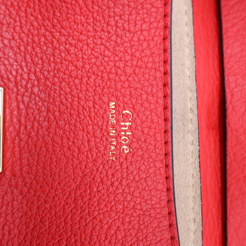 Grained Lambskin Medium Drew Shoulder Bag Plaid Red B20980