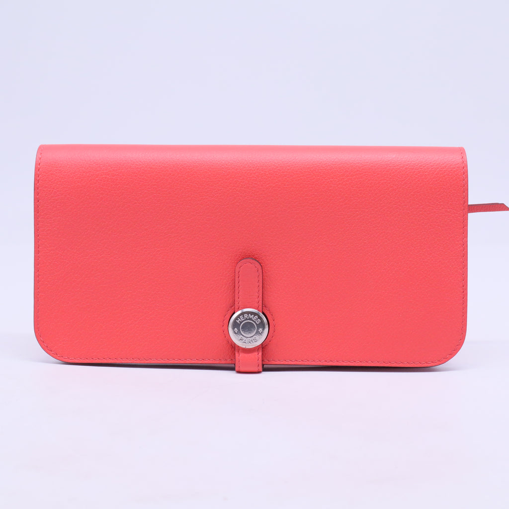 Hermes Clemence Dogon Wallet Long Wallets In Red W20456