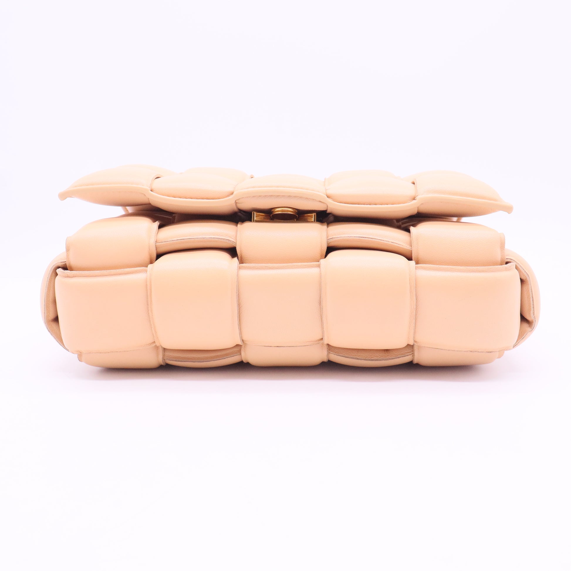 Nappa Maxi Intreccio Padded Cassette Crossbody Bag Almond