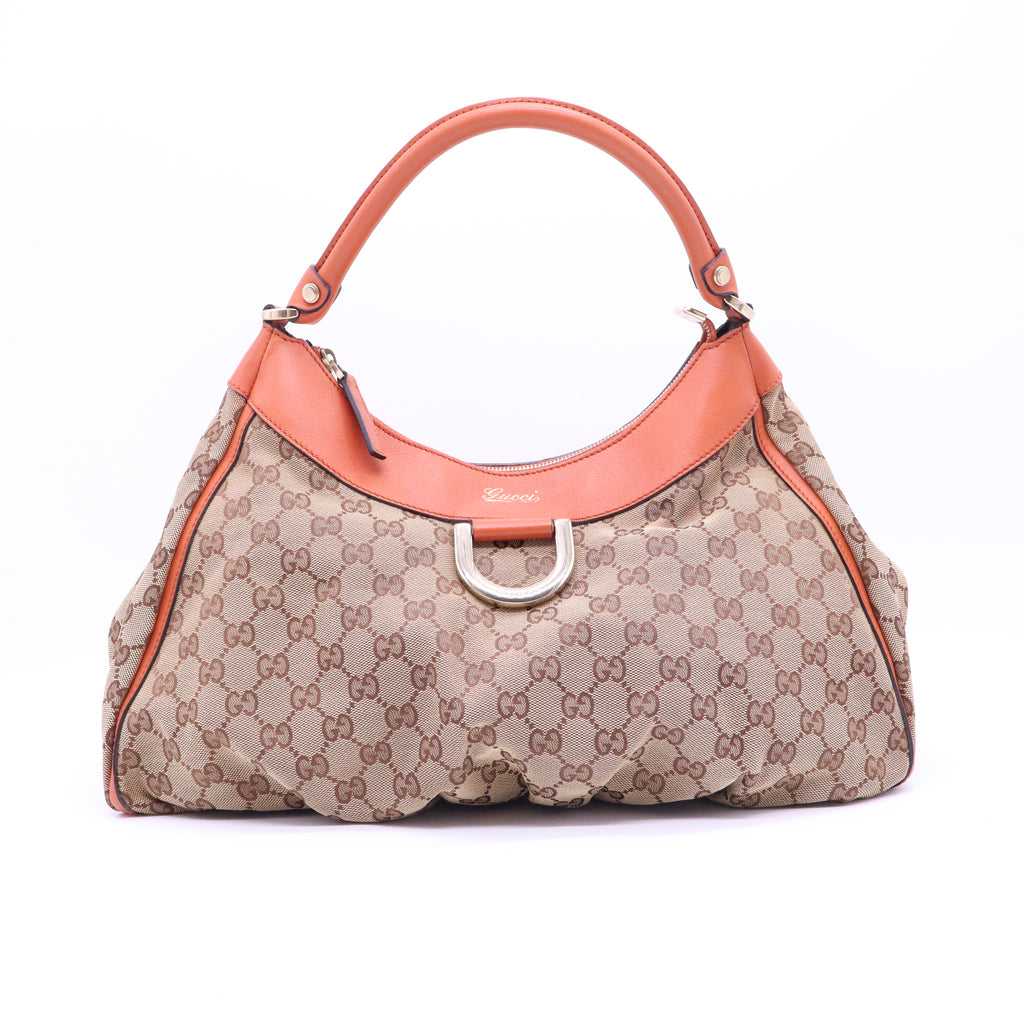Gucci Beige GG Canvas and Leather Large Abbey D Ring Shoulder Bag B21242