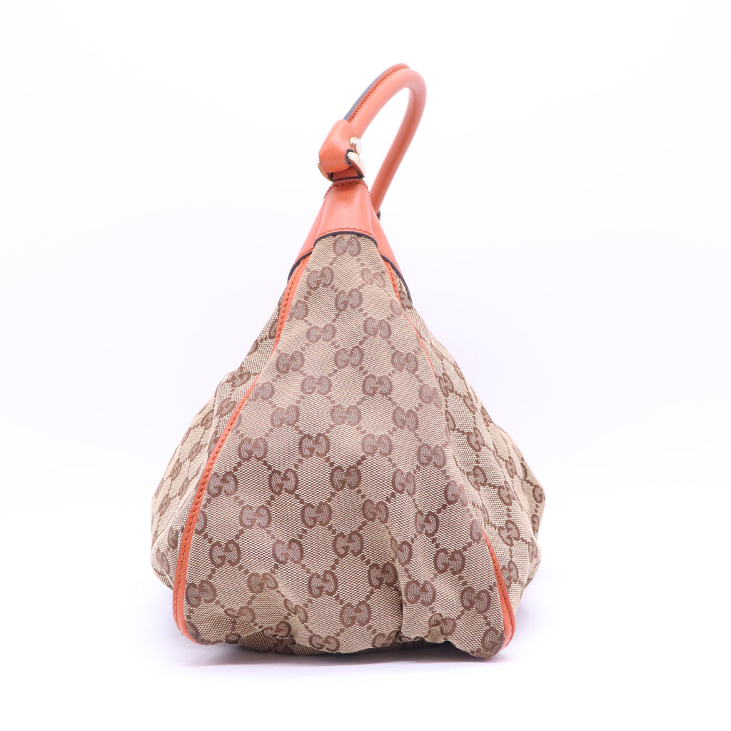 Gucci Beige GG Canvas and Leather Large Abbey D Ring Shoulder Bag B21242