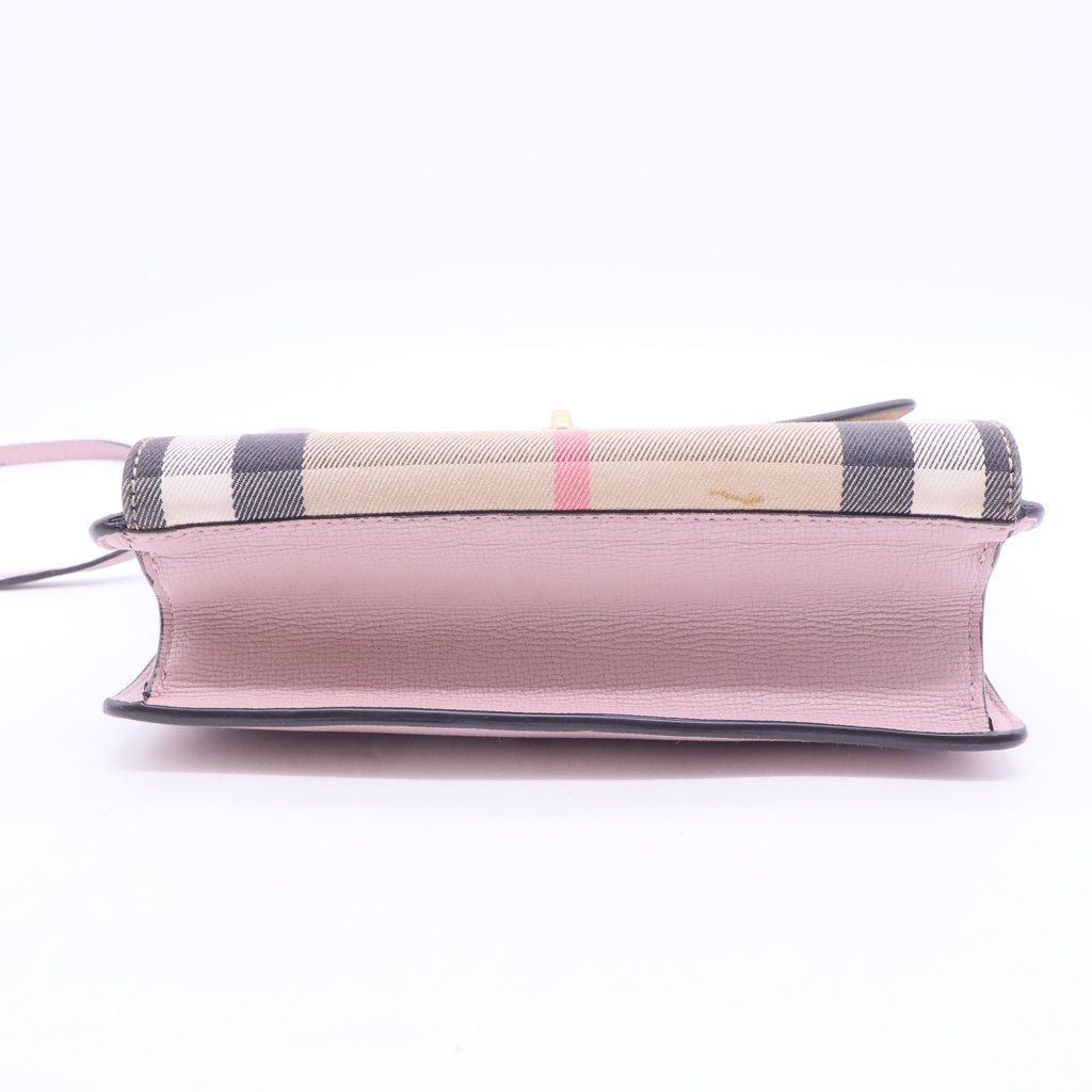 Derby Calfskin House Check Small Macken Crossbody Bag Pale Orchid