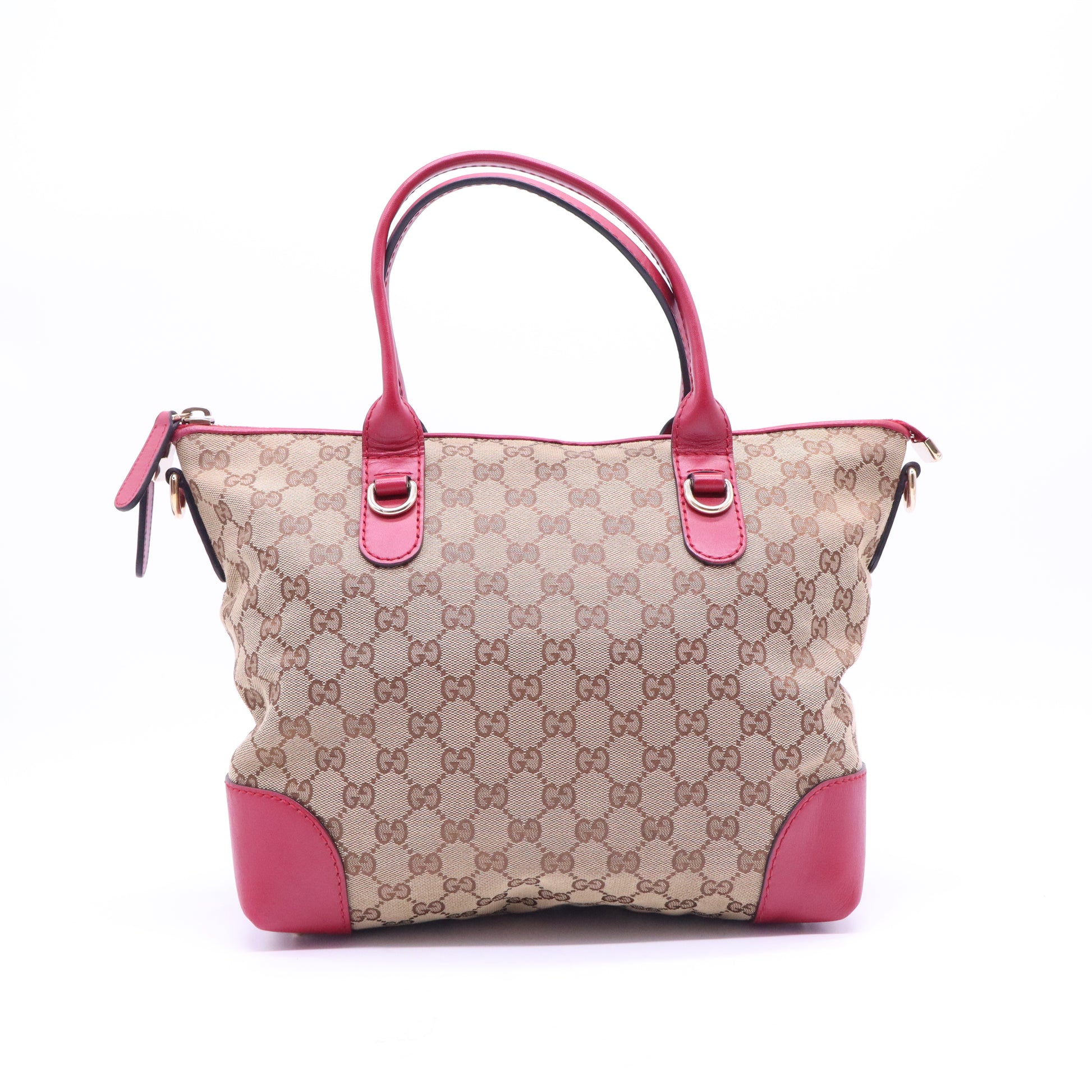 GUCCI GG Canvas Heart bit Tote Bag 2way Beige Red B21376