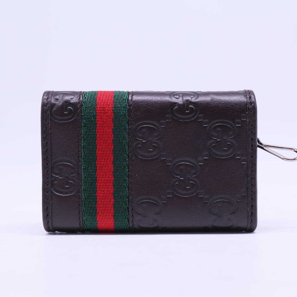 Brown Web Signature Leather Key Holder Case W20467