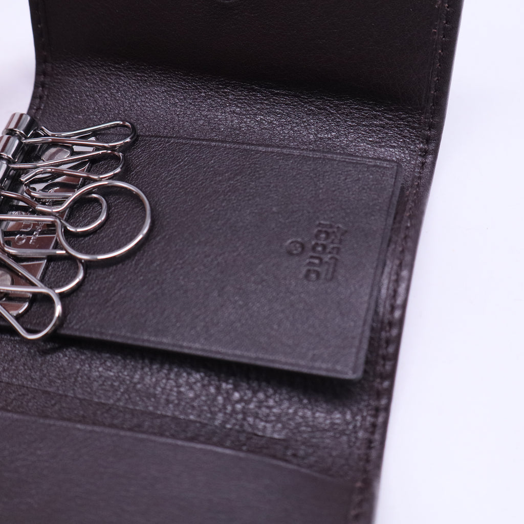 Brown Web Signature Leather Key Holder Case W20467